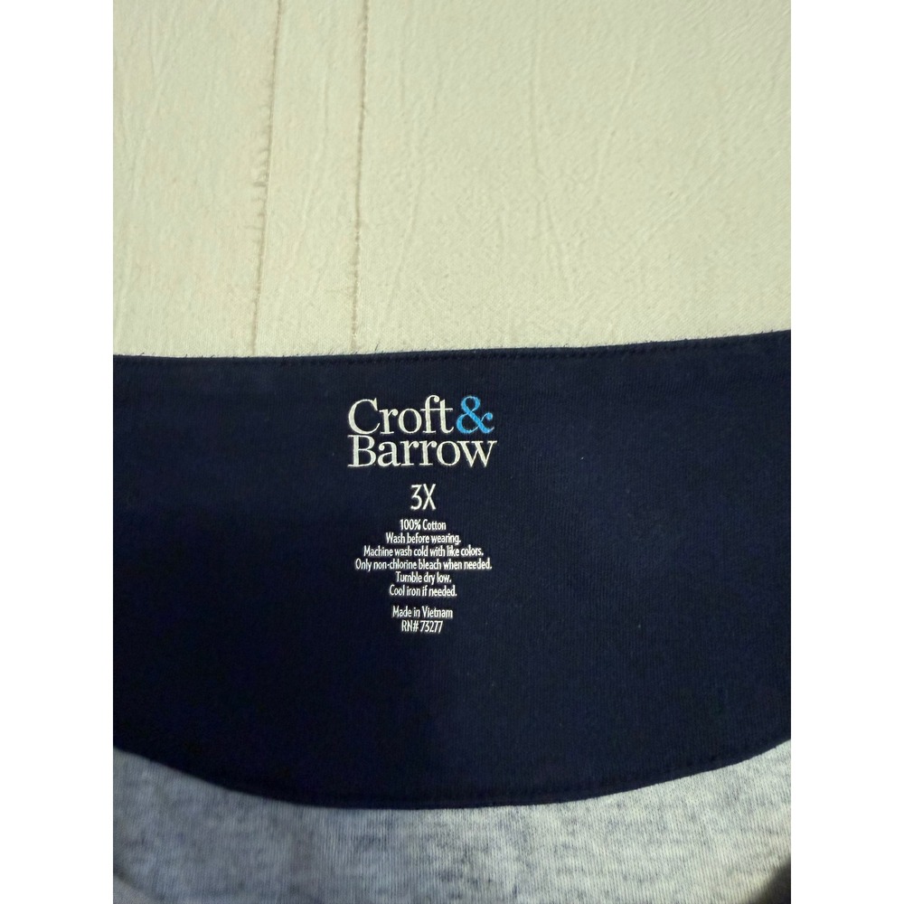 Croft & Barrow Womens 3X Navy Blue White Striped Boat Neck 3/4 Sleeve Cotton Top - Picture 3 of 6
